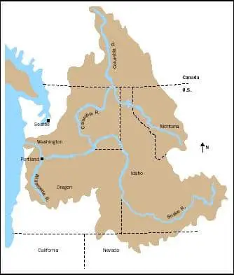 mapa del rio columbia