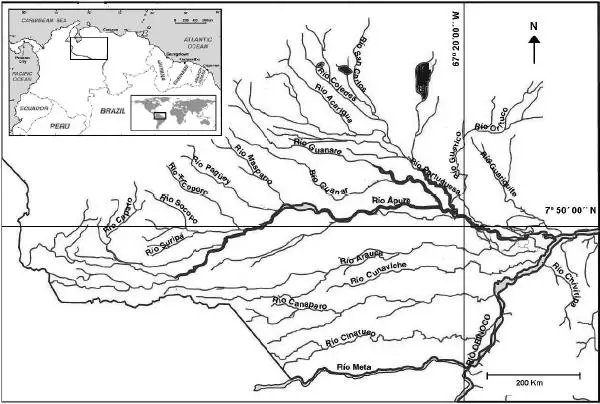 mapa del rio apure