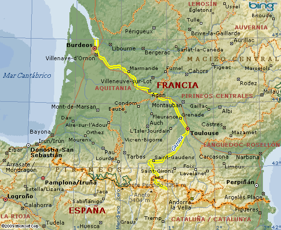 mapa del rio garona