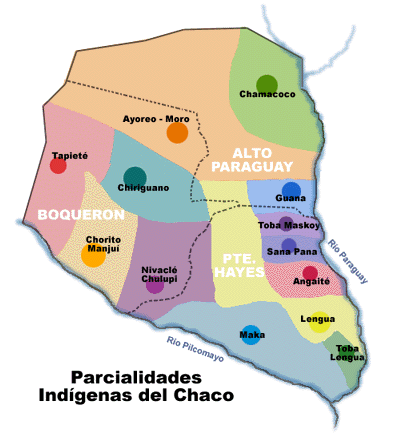 mapa indigena del rio paraguay
