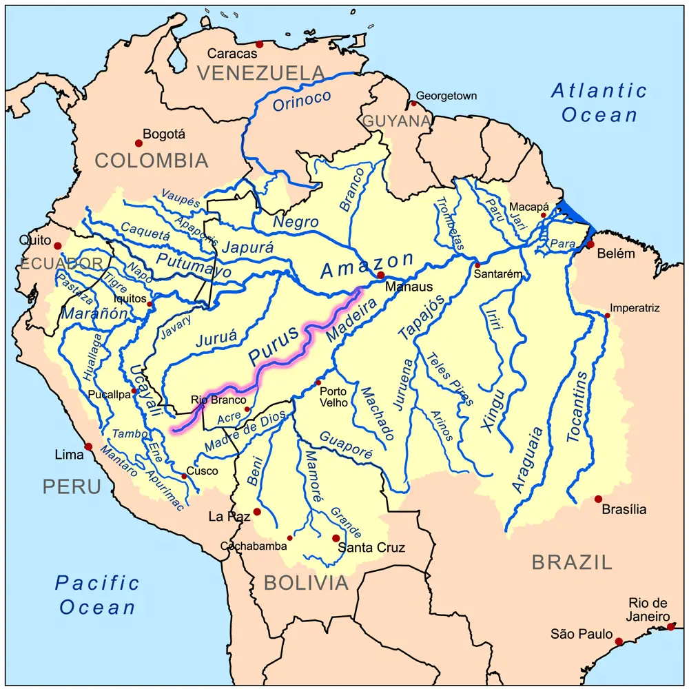 mapa del rio purus
