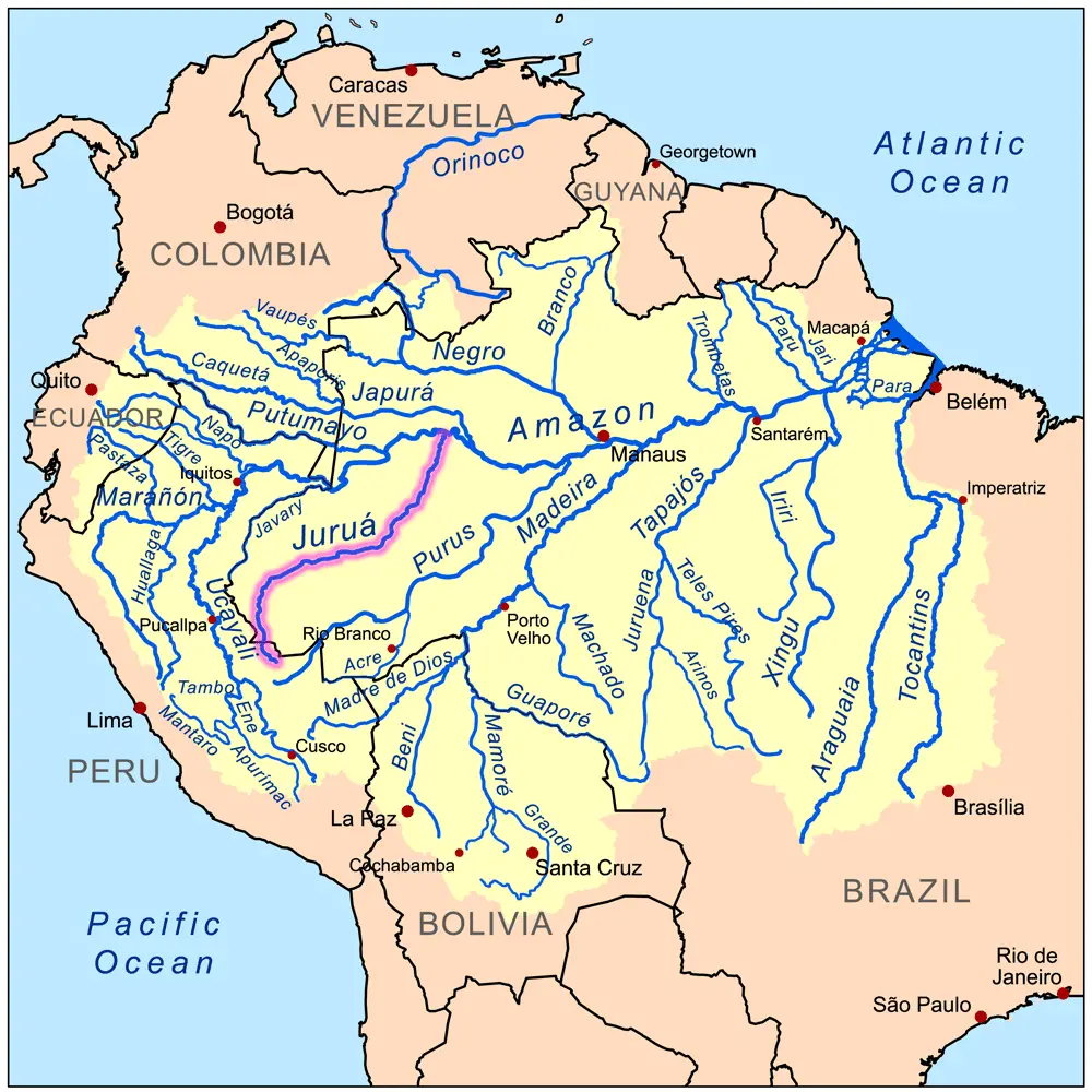 mapa del rio yurua