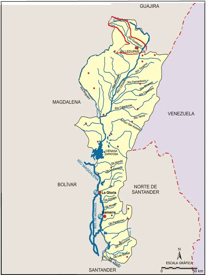 Mapa del río Cesar