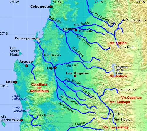 mapa del rio itata