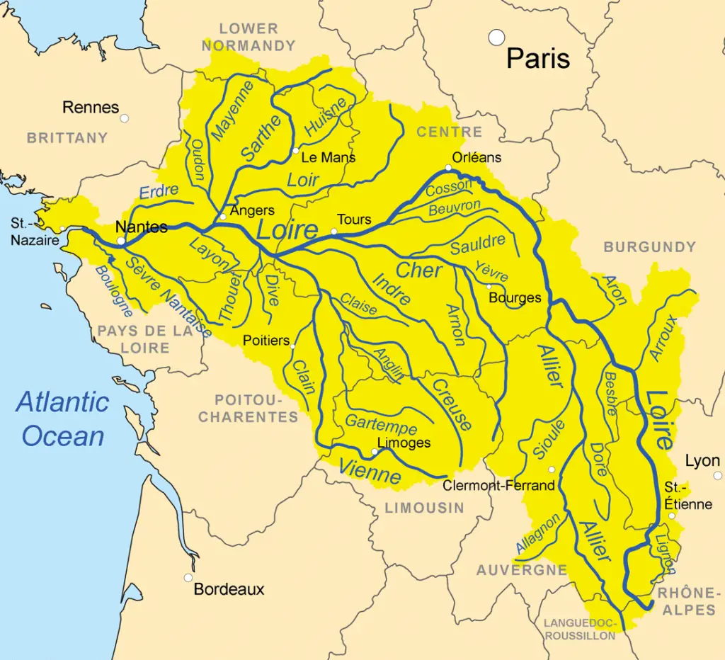mapa del rio loira