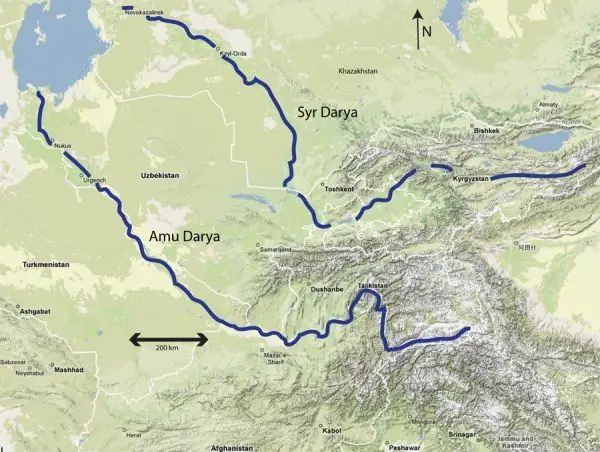 mapa del rio sir daria