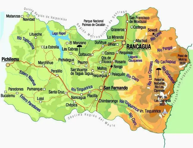 mapa del rio tinguiririca