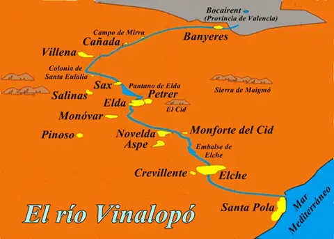 mapa del rio vinalopo